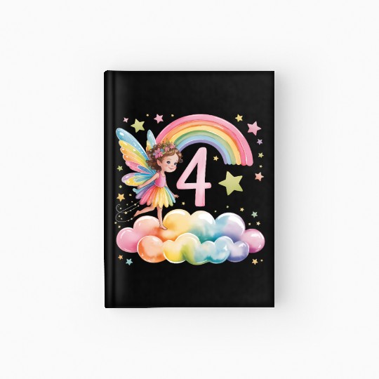 Magical Rainbow Fairy Elf 4th Birthday Girl Hardcover Journal