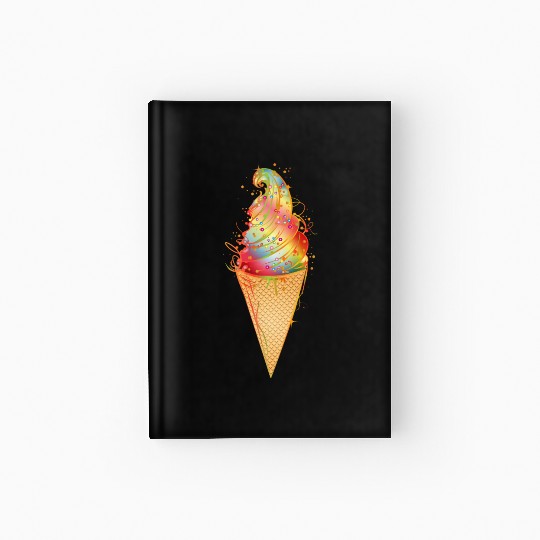 Artfully decorated ice cream in a waffle cone Hardcover Journal