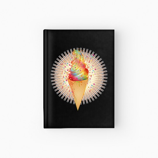 Artfully decorated ice cream in a waffle cone Hardcover Journal
