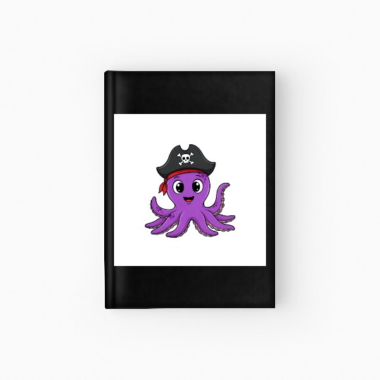 Friendly Octopus Pirate Hardcover Journal -Cute Ocean Animal