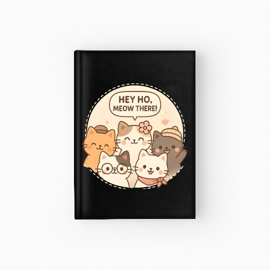 Hey hello meow there!! Hardcover Journal