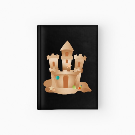 Sandcastle with Shells and Starfish on the Beach Hardcover Journal