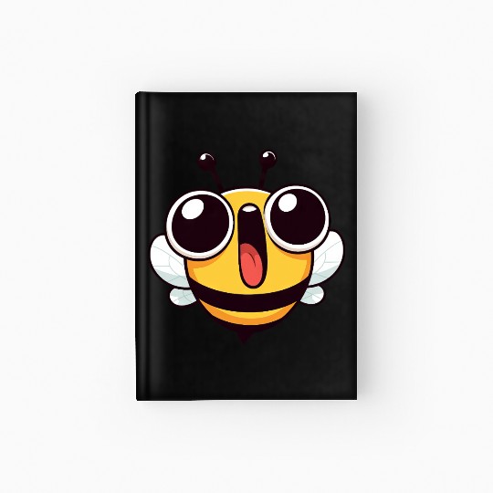 Euphoric bee meme cartoon face joy insect Hardcover Journal
