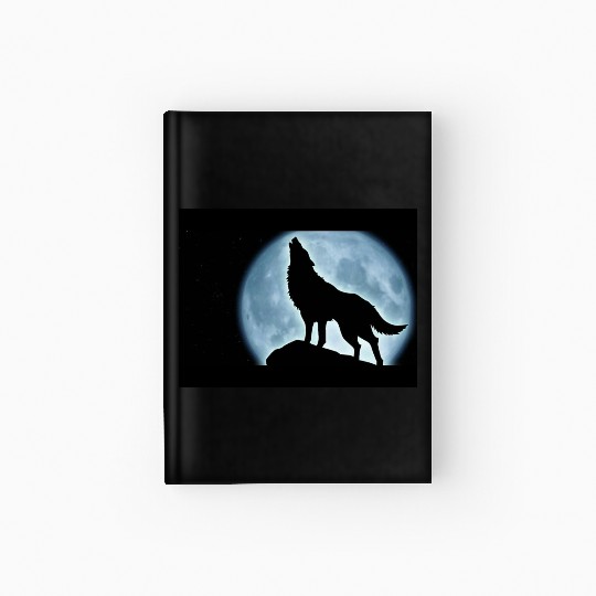 Wolf howling in the moonlight Hardcover Journal