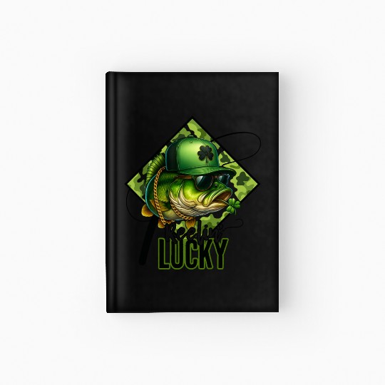 Reelin' Lucky Bass Fish Hardcover Journal