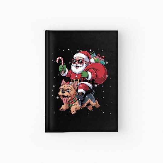 Santa Claus Yorkie Dog Christmas In July Hardcover Journal