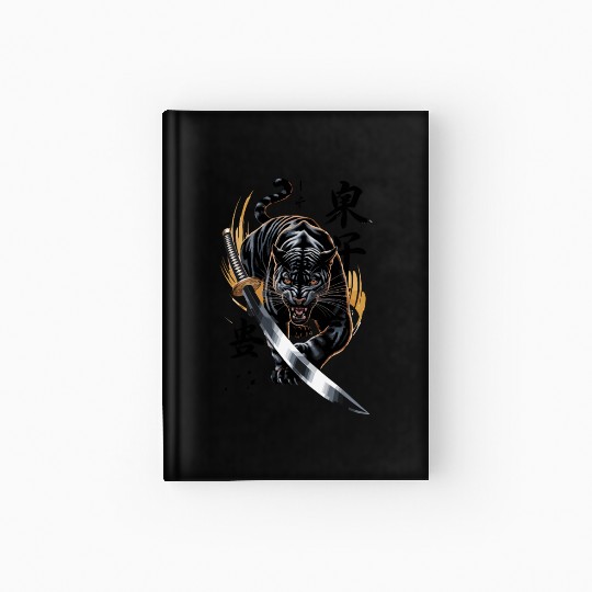 Fierce Black Panther With Samurai Sword Hardcover Journal