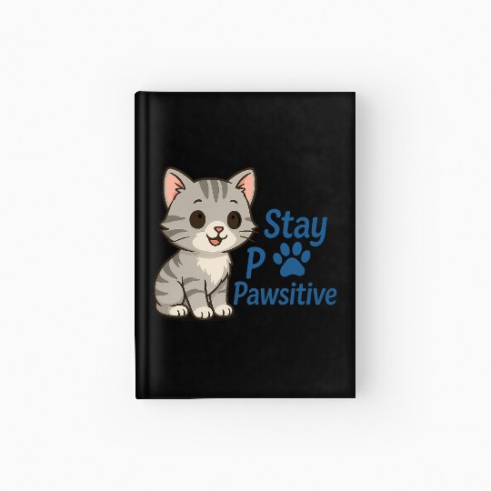 Stay Pawsitive Cat Motif Hardcover Journal