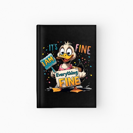 It's Fine I'm Fine Everything Is Fine Cute Duck Hardcover Journal