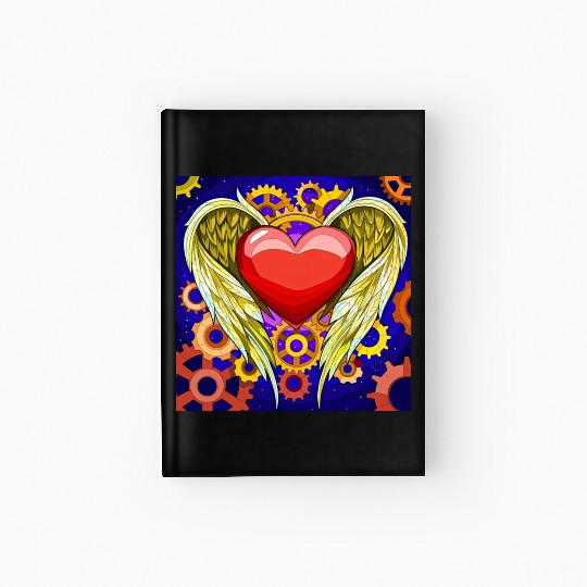 Mechanical Heart with Angel Wings Hardcover Journal