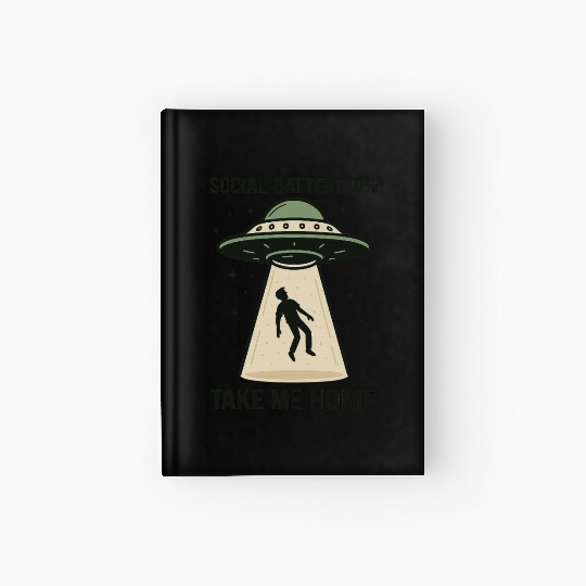 Social Battery 0% Alien Abduction Hardcover Journal