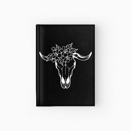Floral Bull Skull Tattoo Design Hardcover Journal