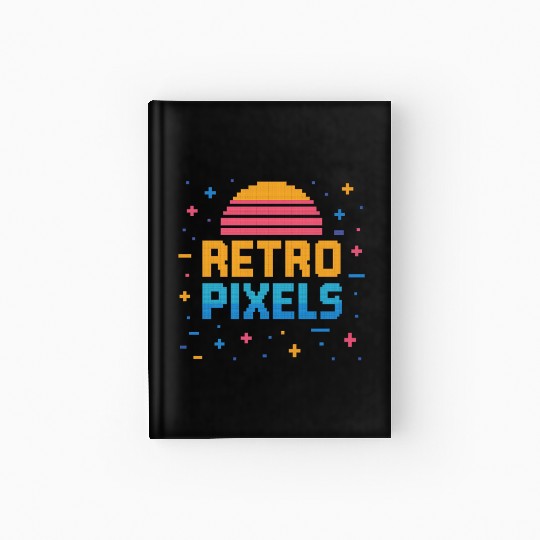 Retro Pixels – Neon 8-Bit Sunset Vibes Hardcover Journal