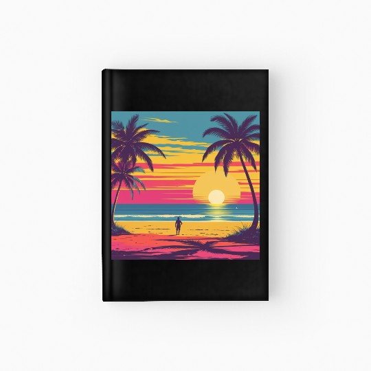 Tropical Sunset Beach Scene Hardcover Journal