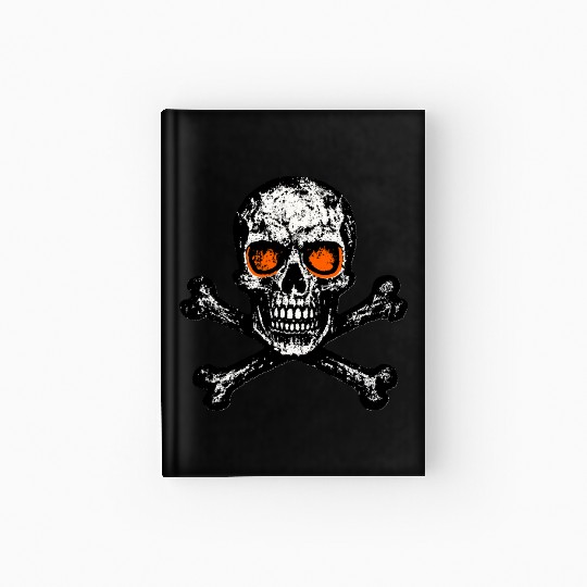 Grunge Skull Crossbones Orange Eyes Hardcover Journal