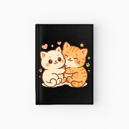 Cute Kittens Embracing Heartwarming Design Hardcover Journal