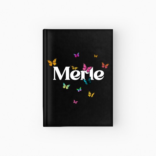 MERLE - beautiful girl name with cute butterflies Hardcover Journal