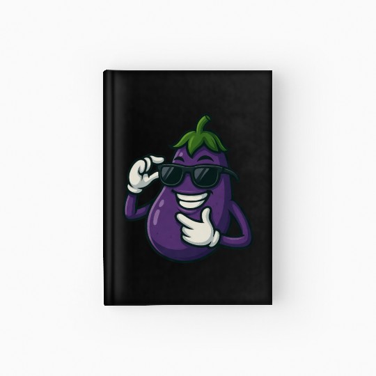 Cool eggplant vegetable design with sunglasses car Hardcover Journal