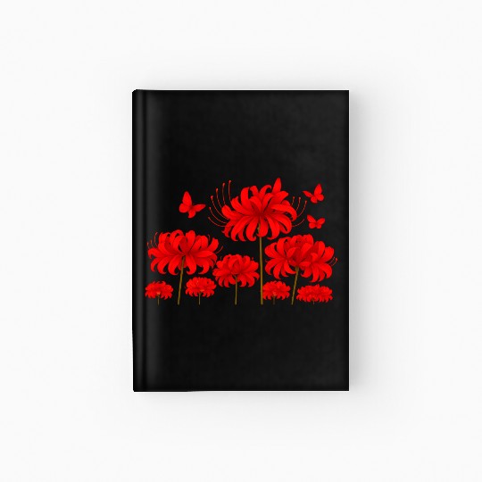 Vivid Red Hibiscus with Butterflies Hardcover Journal
