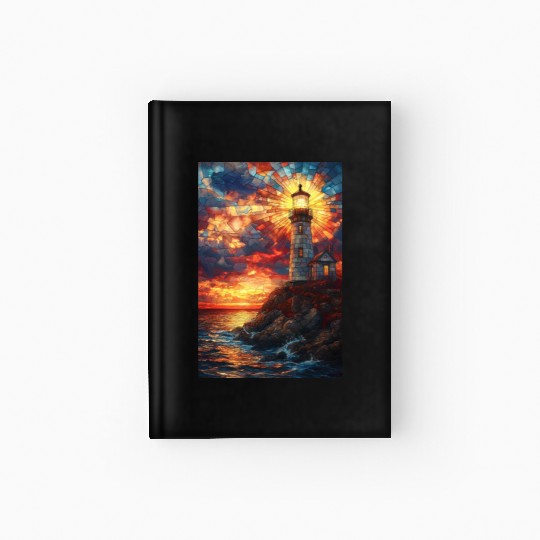 Stained Glass Lighthouse Sunset Hardcover Journal