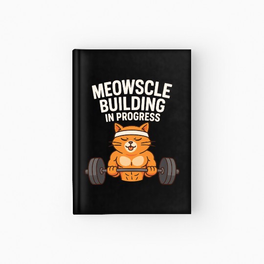 Meowscle Building Cat Funny Gym Workout Fitness Hardcover Journal