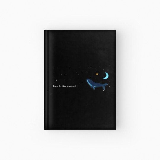 Whale  - Night Sky - live in the moment Hardcover Journal