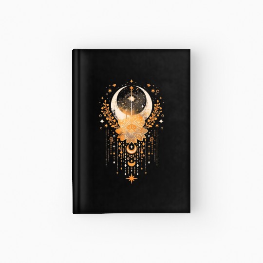 Celestial Lotus Moon Dreamcatcher Hardcover Journal