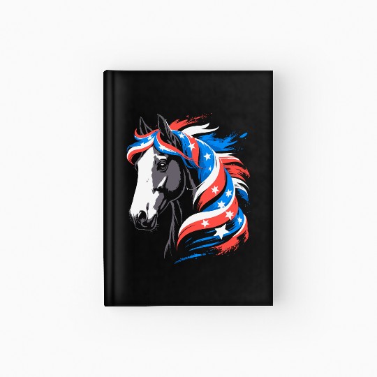 Patriotic Pony with Stars and Stripes Mane Hardcover Journal