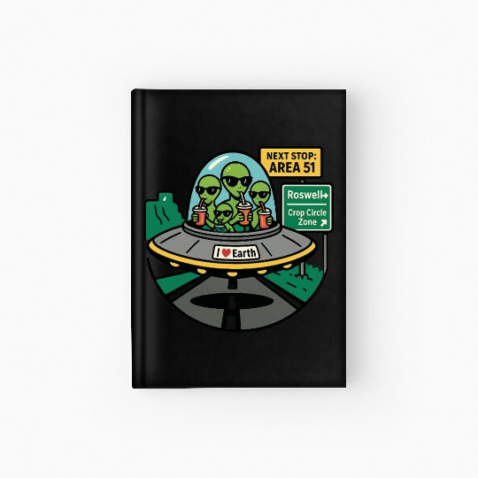 Alien road trip Hardcover Journal