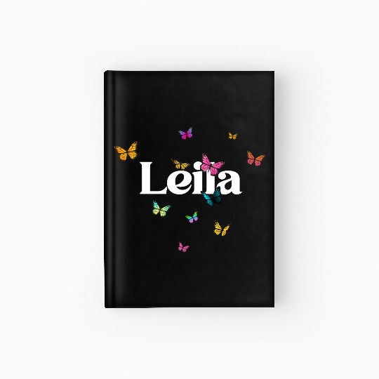 LEILA - beautiful girl name with cute butterflies Hardcover Journal