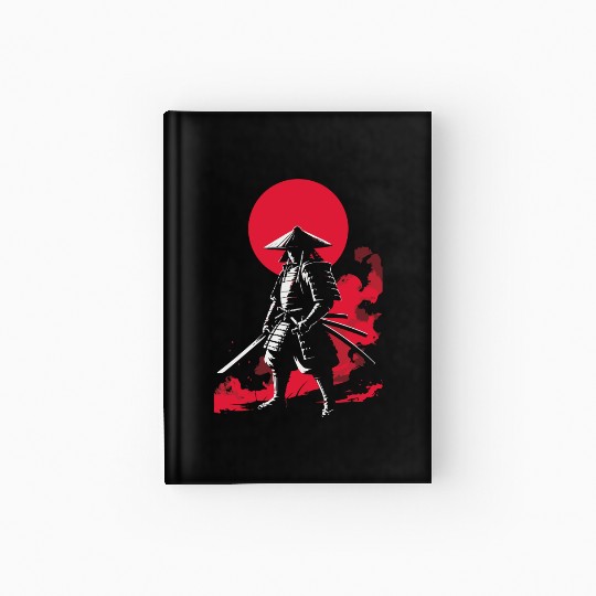 Samurai Warrior with Red Sun Backdrop Hardcover Journal