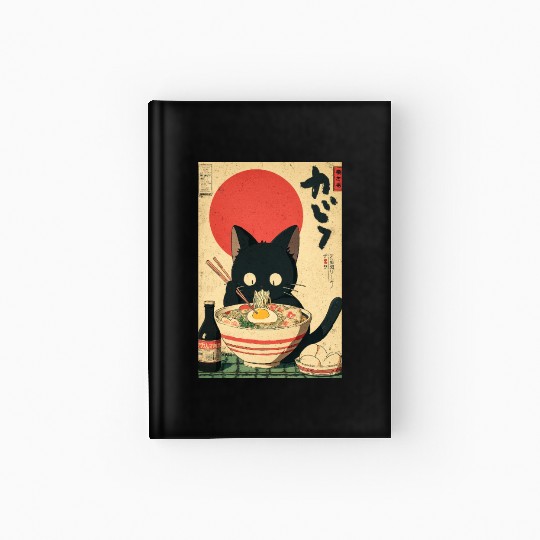Ramen Cat Retro Poster Hardcover Journal
