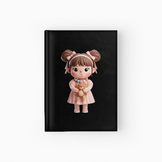 Sweet Candy Girl with Teddy Bear Hardcover Journal