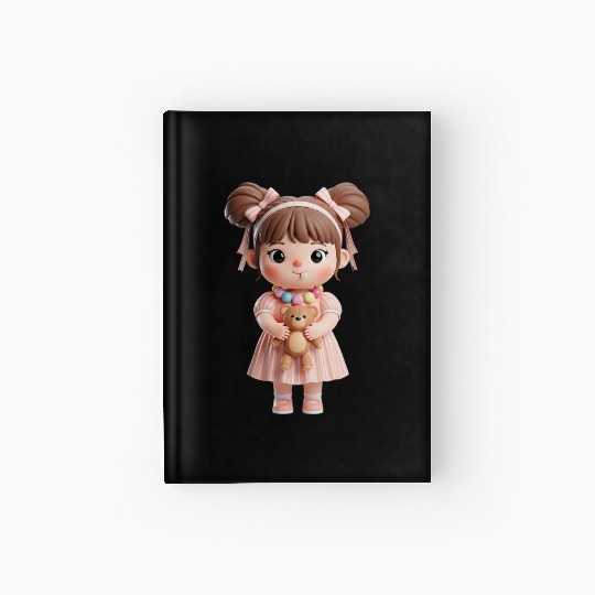 Sweet Candy Girl with Teddy Bear Hardcover Journal