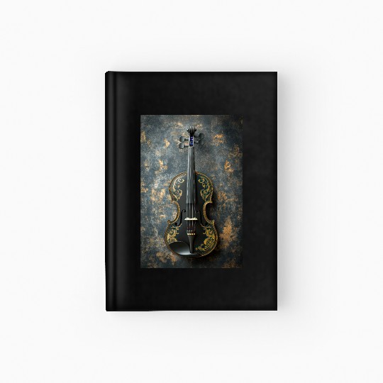 Elegant Black and Gold Violin Hardcover Journal