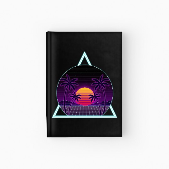 Neon Sunset with Tropical Palms Hardcover Journal