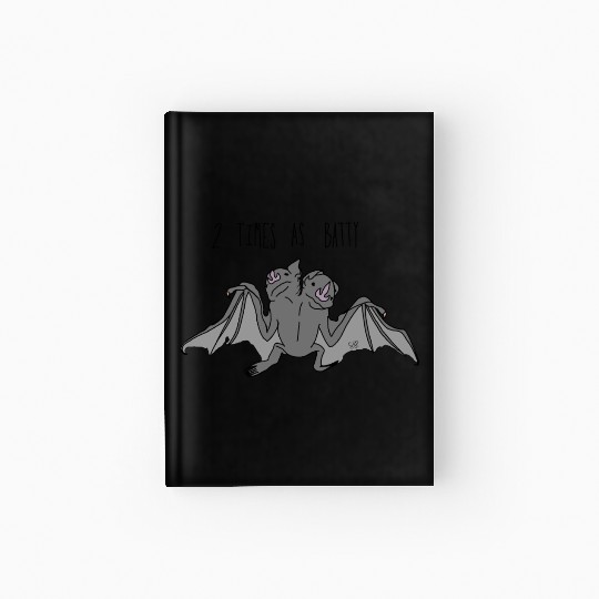 Whimsical Double Headed Bat Illustration Hardcover Journal
