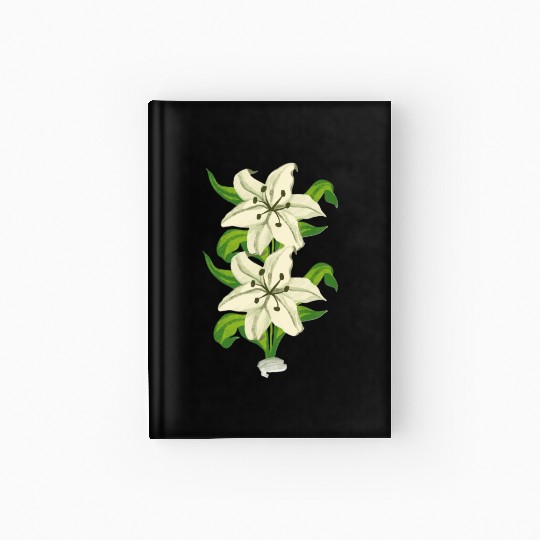 Elegant White Lily Botanical Illustration Hardcover Journal