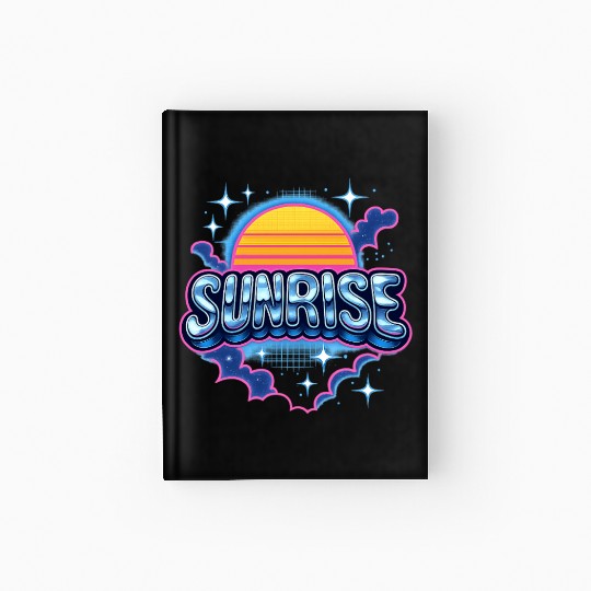 Retro Sunrise Neon Design Hardcover Journal