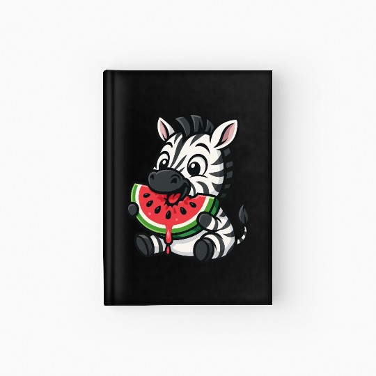 Funny zebra watermelon fruit summer cartoon Hardcover Journal