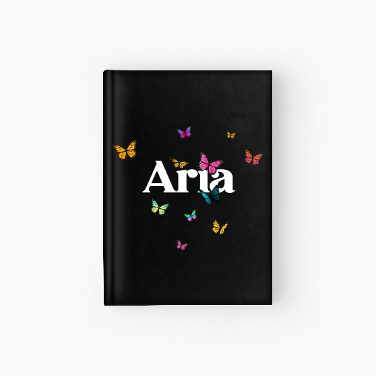ARIA - beautiful girl name with cute butterflies Hardcover Journal