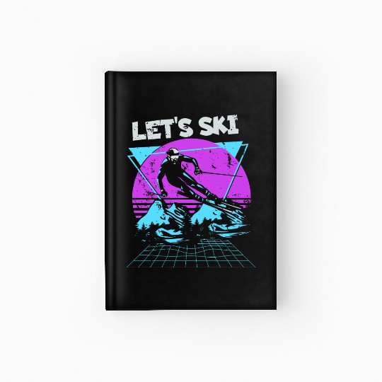 Retro Snow Skiing Illustration Hardcover Journal