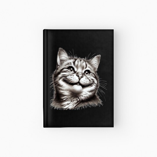 Joyful Cat Illustration for Apparel Hardcover Journal