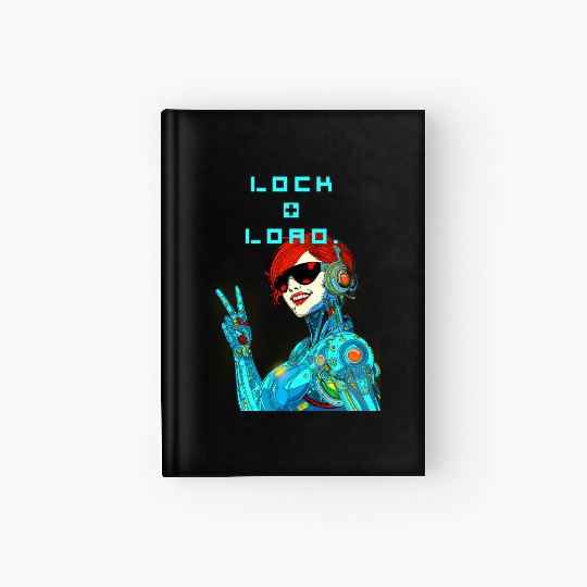 Cyberpunk Peace Sign Illustration Hardcover Journal