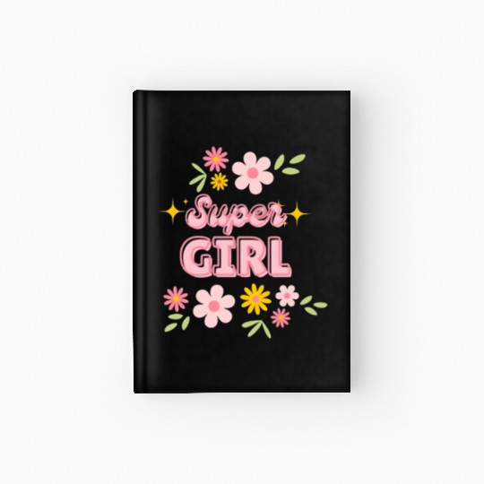 Super Girl Floral Sparkle Design Hardcover Journal