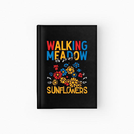 Walking Meadow Sunflowers Design Hardcover Journal