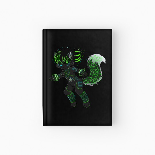 Cyberpunk Hacker Fursuit - Binary Neon Furry Hardcover Journal