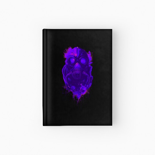 Neon Gas Mask Art for Cyberpunk Style Hardcover Journal