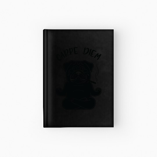 Meditative Pug with 'Carpe Diem' Text Hardcover Journal