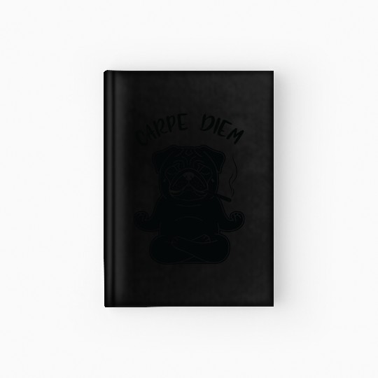 Meditative Pug with 'Carpe Diem' Text Hardcover Journal